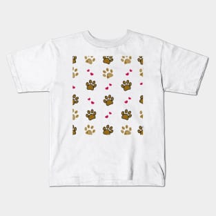 Paw print with red heart Kids T-Shirt